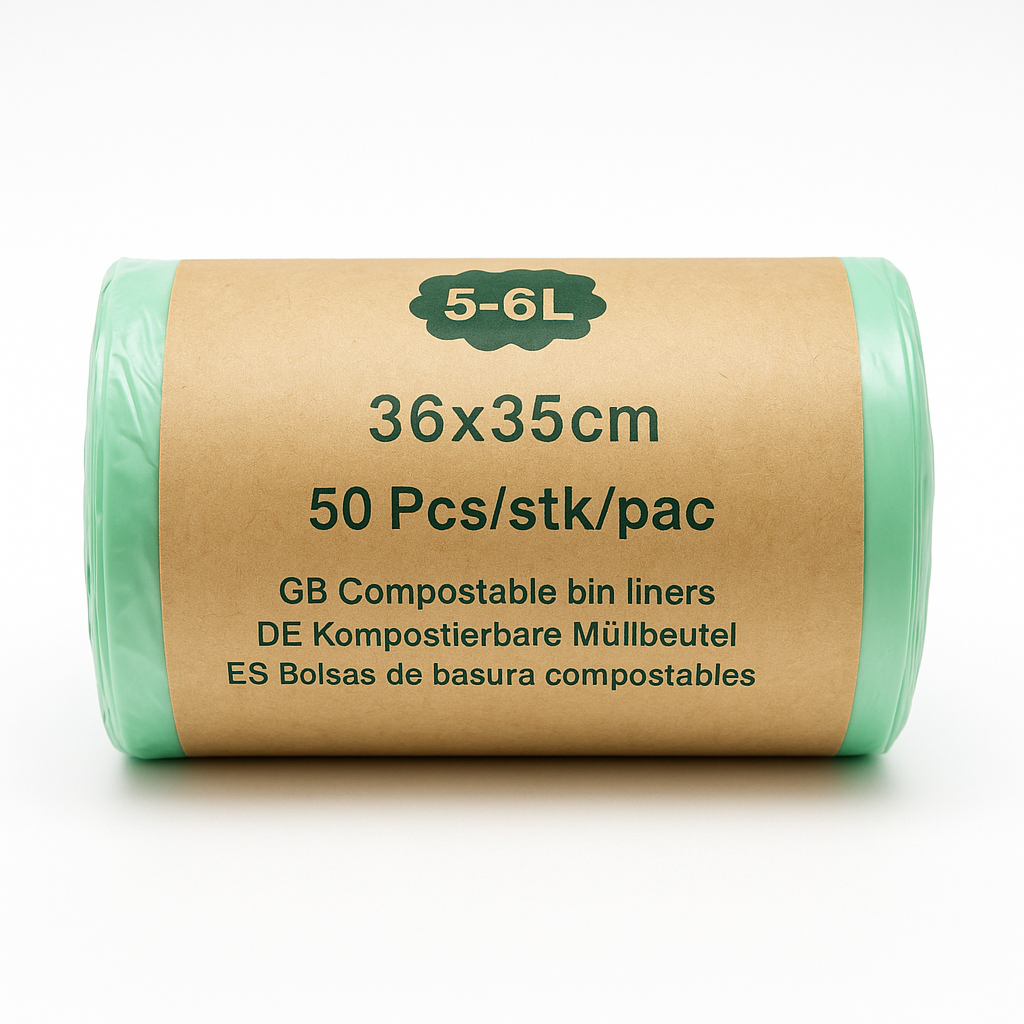 EcoGreen 5–6L Compostable Bin Liners (50 Count)